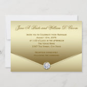 Invitation Élégant Mariage or diamant or (Dos)