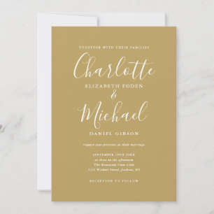 Invitation Élégant mariage or écriture moderne