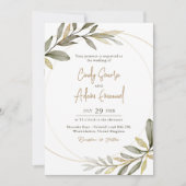 Invitation Elégant Mariage or et verdure (Devant)