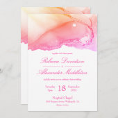 Invitation Élégant Mariage or rose Abstrait (Devant / Derrière)