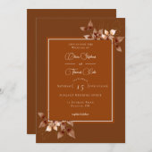 Invitation Élégant Mariage orange brûlé en terre cuite Eucaly (Devant / Derrière)