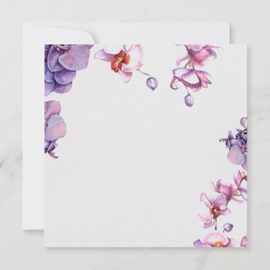 Invitation Élégant Mariage orchidée violet Fleur Moderne (Dos)