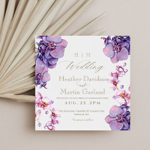 Invitation Élégant Mariage orchidée violet Fleur Moderne