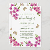 Invitation Elégant Mariage Orchidées violettes (Devant / Derrière)