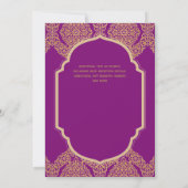 Invitation Élégant Mariage Ornat Magenta Rose or (Dos)