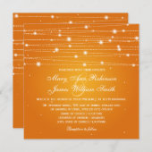 Invitation Élégant Mariage Parkling Lines Orange (Devant / Derrière)