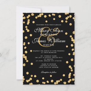 Invitation Elégant mariage Parties scintillant or Confetti No