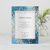 INVITATION ÉLÉGANT MARIAGE PASTEL HOLOGRAPHIQUE BLEU TEXTUÉ (Debout devant)