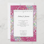 INVITATION ÉLÉGANT MARIAGE PASTEL HOLOGRAPHIQUE ROSE TEXTUEL (Devant)