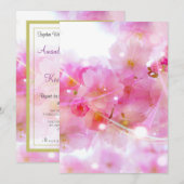 Invitation Élégant Mariage Pastel Rose Cherry Blossoms (Devant / Derrière)