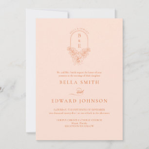 Invitation Élégant Mariage Peach Fuzz