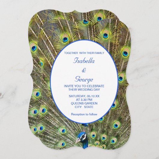 Invitation Élégant Mariage Peacock (Devant / Derrière)