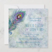 Invitation Elégant Mariage Peacock Aquarelle (Dos)