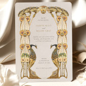 Invitation Élégant Mariage Peacock Art Nouveau
