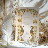 Invitation Élégant Mariage Peacock Art Nouveau
