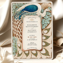 Élégant Mariage Peacock Art Nouveau