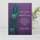 Invitation Élégant Mariage Peacock bleu violet Turquoise (Debout devant)