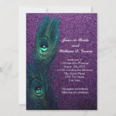 Invitation Élégant Mariage Peacock bleu violet Turquoise (Devant)