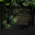 Invitation Élégant Mariage Peacock noir et or<br><div class="desc">Belles plumes de paon avec vert émeraude, bleu paon et d'or invitations de mariage. Cet élégant faire-part de mariage de paon noir et or est facilement customisé pour votre événement. Vous pouvez supprimer l'image arrière - plan du côté arrière si vous voulez choisir votre propre couleur arrière - plan, comme...</div>
