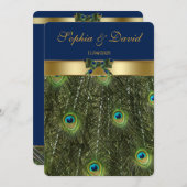 Invitation Élégant Mariage Peacock Or Faux (Devant / Derrière)