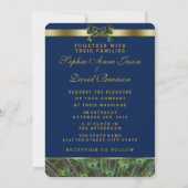 Invitation Élégant Mariage Peacock Or Faux (Dos)