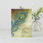 Invitation Élégant Mariage Peacock Vintage (Debout devant)