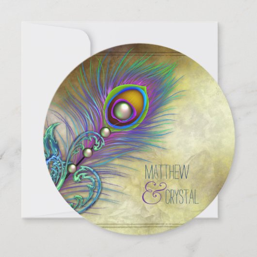 Invitation Élégant Mariage Peacock Vintage (Devant)