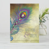 Invitation Élégant Mariage Peacock Vintage (Debout devant)