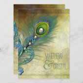 Invitation Élégant Mariage Peacock Vintage (Devant / Derrière)