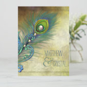 Invitation Élégant Mariage Peacock Vintage (Debout devant)