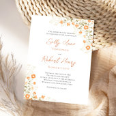 Invitation Élégant Mariage Pêche Floral Simple Écriture