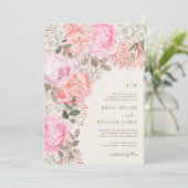 Invitation Elegant Mariage Peony (Debout devant)