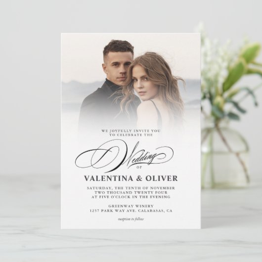 Invitation Élégant Mariage photo (Debout devant)