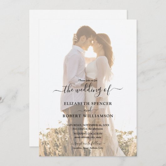 Invitation Élégant Mariage photo (Devant / Derrière)