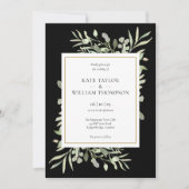 Invitation Élégant Mariage photo Black and Gold (Devant)