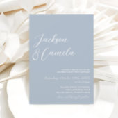 Invitation Élégant Mariage photo bleu Dusty