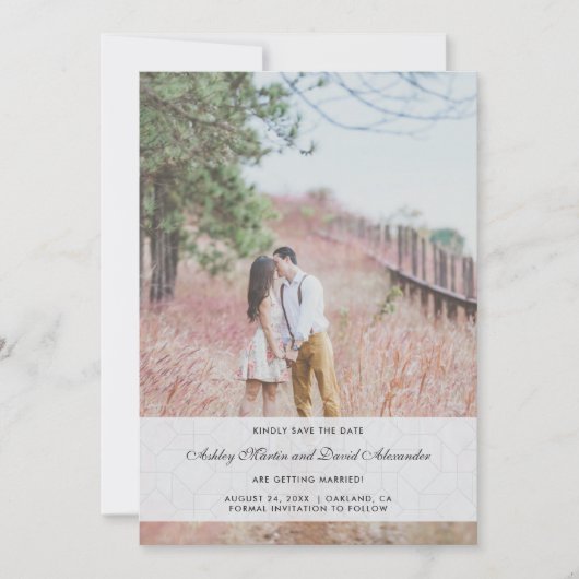 Invitation Elégant mariage photo bleu Enregistrer la date (Devant)