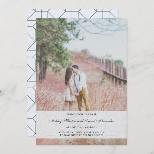 Invitation Elégant mariage photo bleu Enregistrer la date