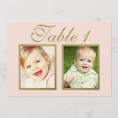 Invitation Elégant mariage photo Blush Gold Table Numéro (Dos)