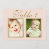 Invitation Elégant mariage photo Blush Gold Table Numéro (Devant)