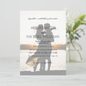 Invitation Élégant Mariage photo calligraphique romantique (Debout devant)