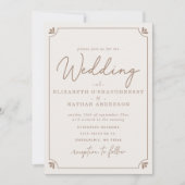 Invitation Élégant Mariage Photo Crème Script (Devant)