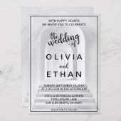 Invitation Élégant Mariage photo de frontière noir et blanc c (Devant / Derrière)