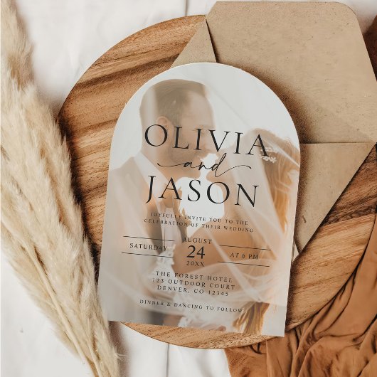 Invitation Élégant Mariage photo de l'arc de superposition de