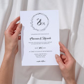 Invitation Élégant Mariage photo de monogramme de couronne