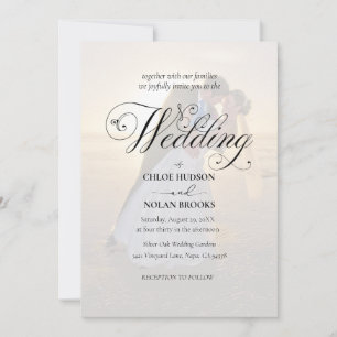 Invitation Élégant Mariage photo de recouvrement noir et blan