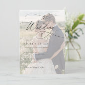 Invitation Élégant Mariage photo de recouvrement noir et blan (Debout devant)