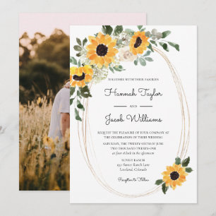 Invitation Elégant Mariage photo de tournesol Eucalyptus