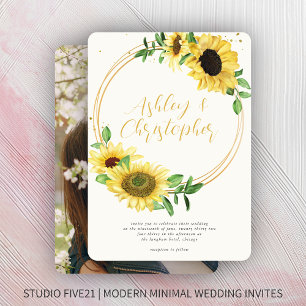 Invitation Élégant Mariage photo de tournesol rustique