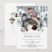 Invitation Élégant Mariage photo d'hiver de Noël (Devant / Derrière)